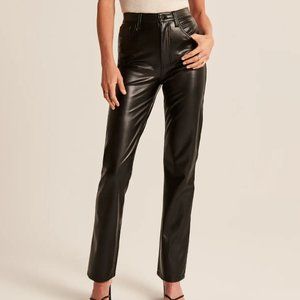 NWT Abercrombie Vegan Leather 90s Straight Pants (tik tok sensation) in black